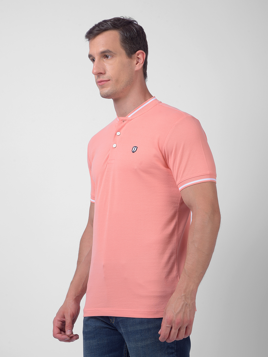 Numero Uno Men Pink Henley Neck Regular Fit T-Shirt